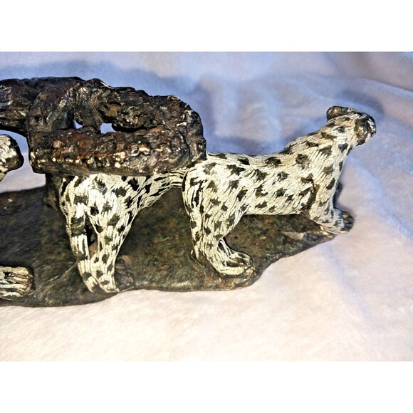 Heavy Snow Leopard Sculpture Carved Stone Big Cats Figurine Handmade Decor - Picture 7 of 14